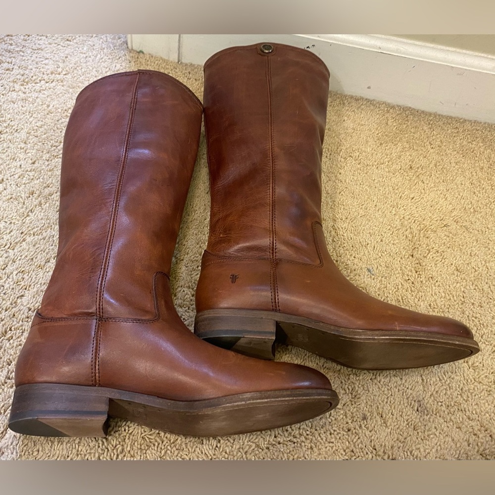 Woman's Frye Brown Leather Knee-High Boots Size 7.5 PERFECT - Picture 5 of 7